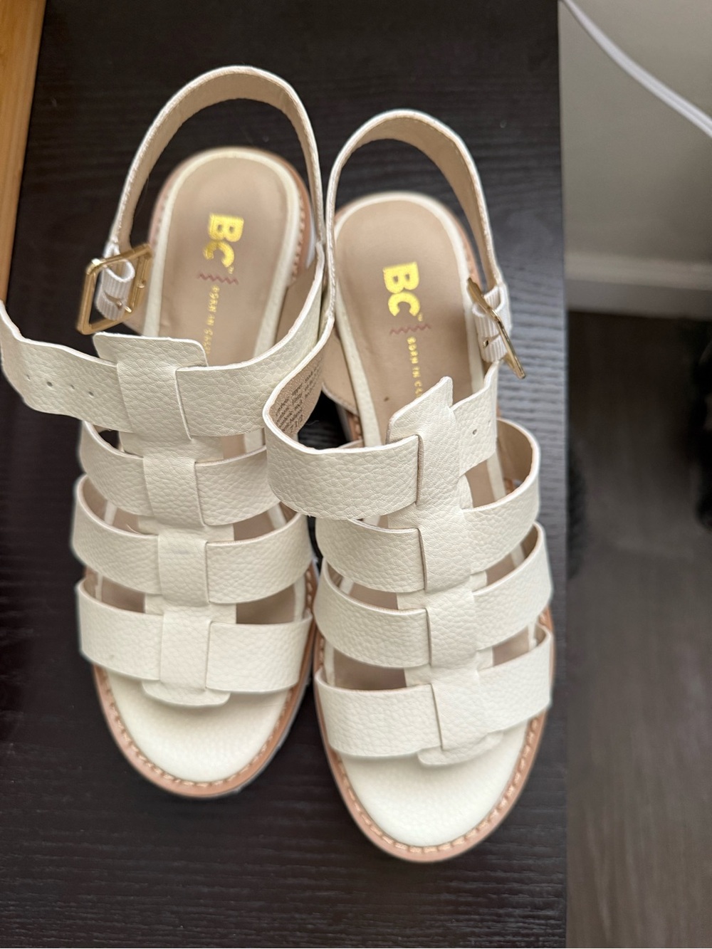 BC Footwear Cream Woven Gladiator Sandals